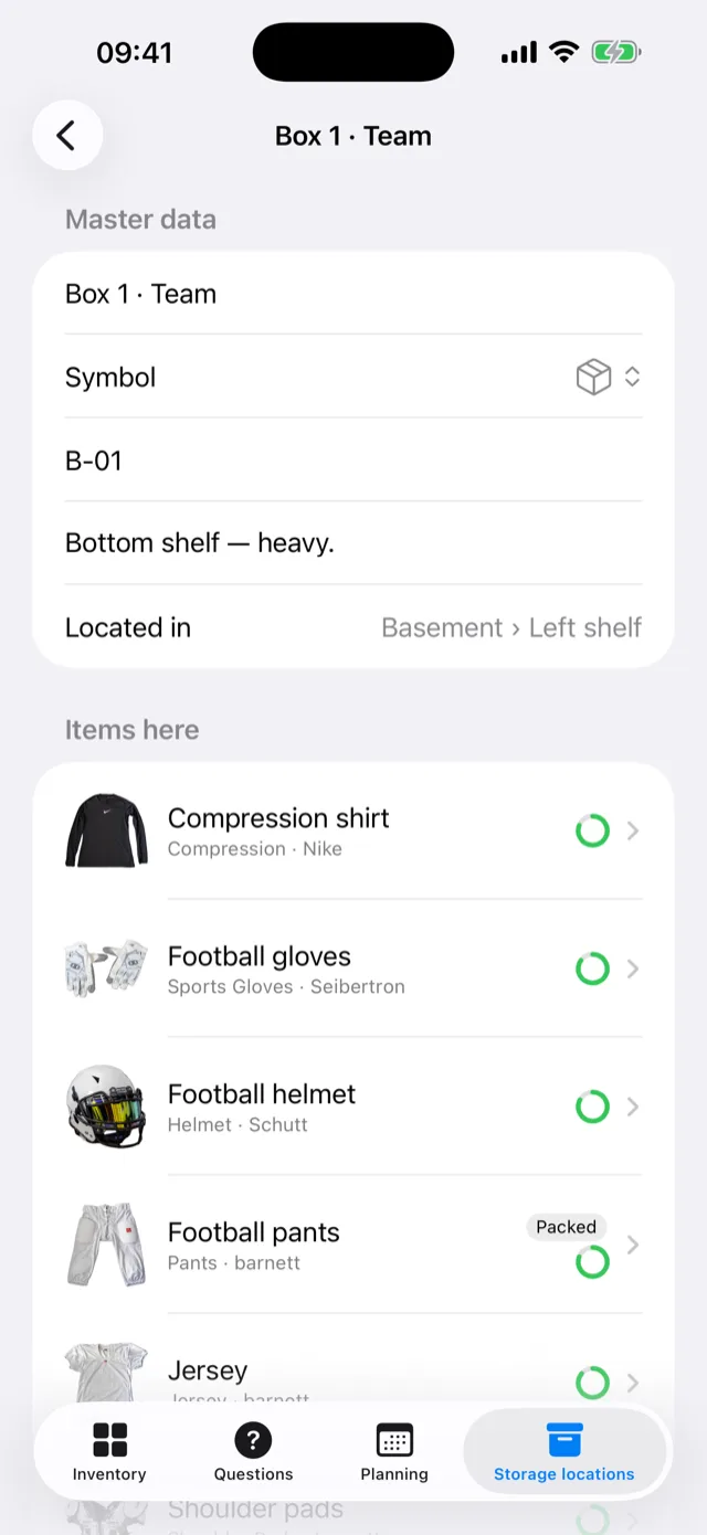 The storage tree with boxes and NFC tags