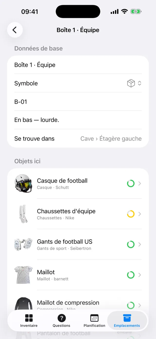 L'arbre des rangements avec caisses et étiquettes NFC